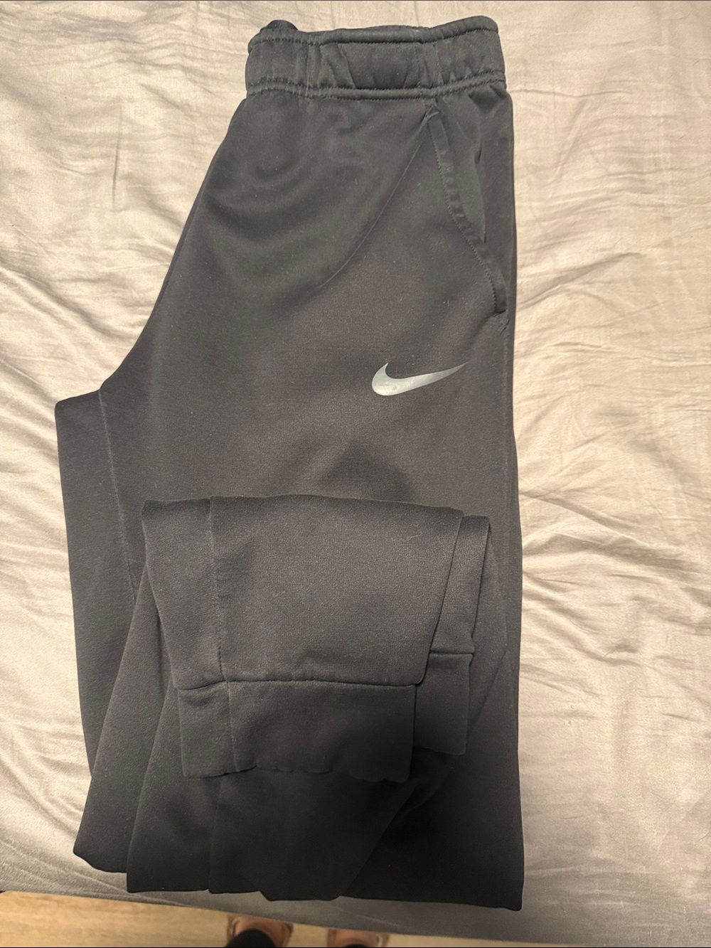 Nike Black Kids Jogger Pants with Silver Swoosh